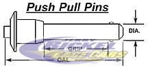 Push Pull Pins T-Handle 1/2" Diameter, 2.500 Grip, Overall Length 4.150"